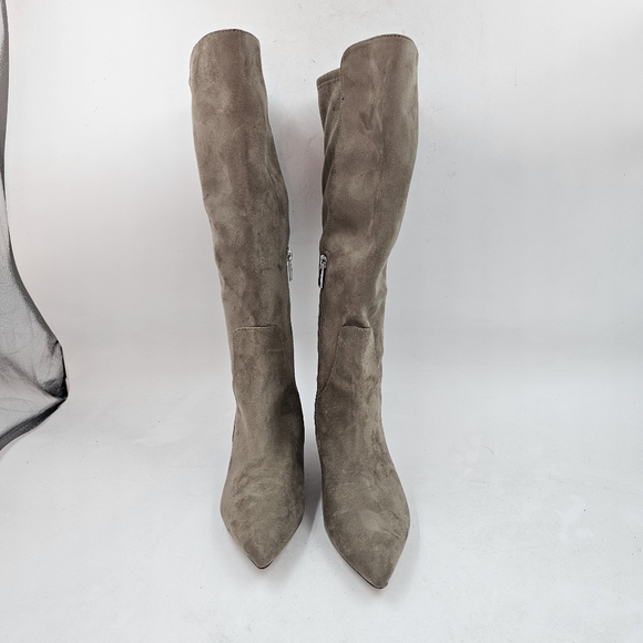 Nordstrom Rack Pailly Taupe Knee High Pointed Toe Kitten Heel Boots Size 6M chic - Picture 2 of 8